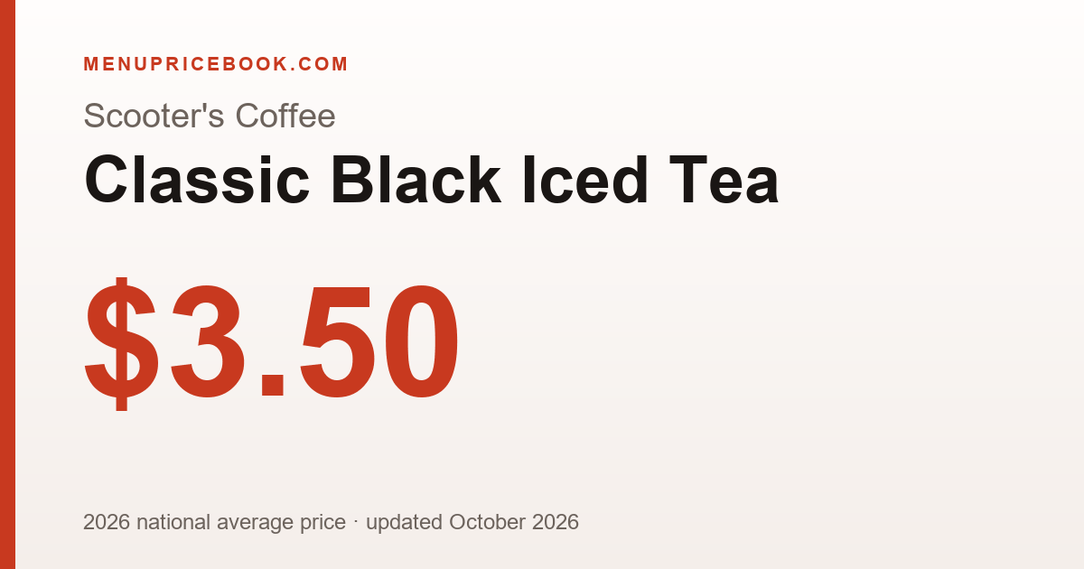 Scooter's Coffee Classic Black Iced Tea price: $3.50 (2026)