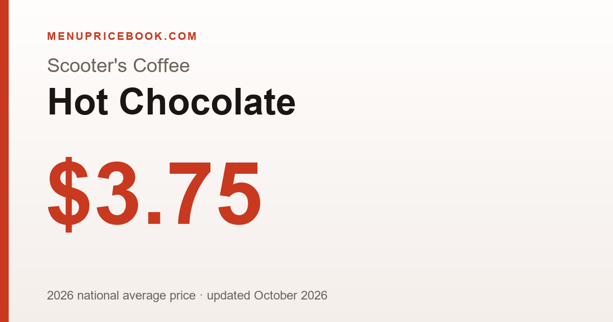 Scooter's Coffee Hot Chocolate price: $3.75 (2026)