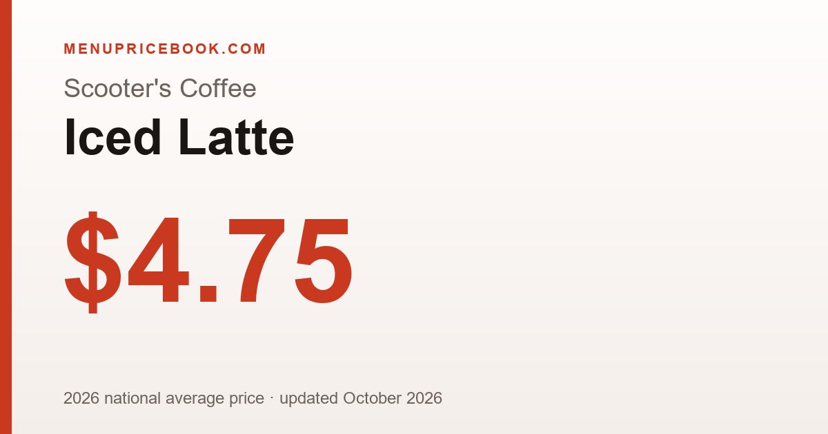 Scooter's Coffee Iced Latte price: $4.75 (2026)