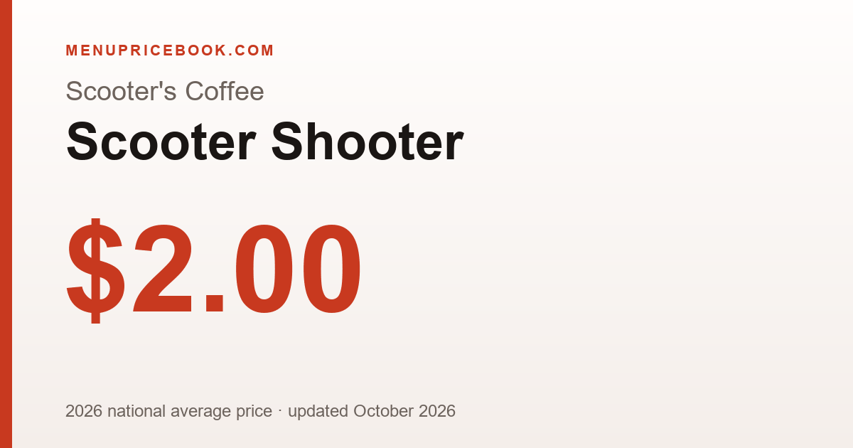 Scooter's Coffee Scooter Shooter price: $2.00 (2026)