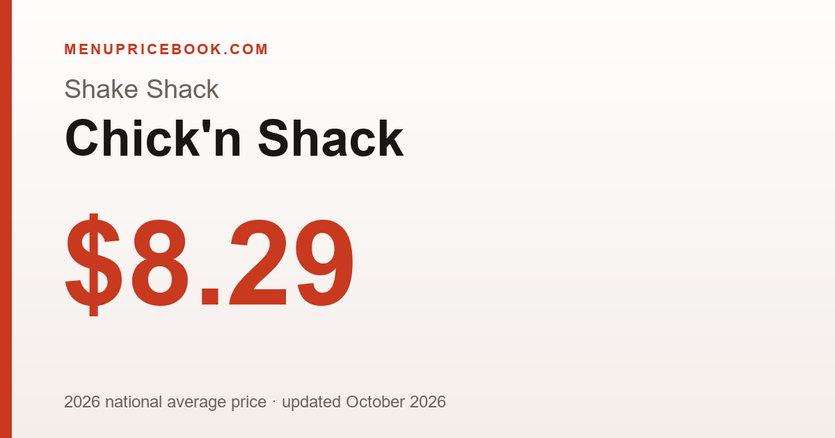 Shake Shack Chick'n Shack price: $8.29 (2026)
