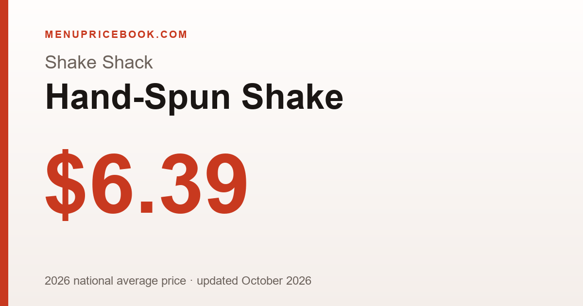 Shake Shack Hand-Spun Shake price: $6.39 (2026)