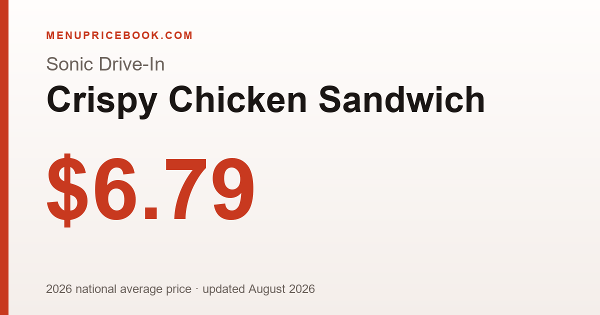 Sonic Drive-In Crispy Chicken Sandwich price: $6.79 (2026)