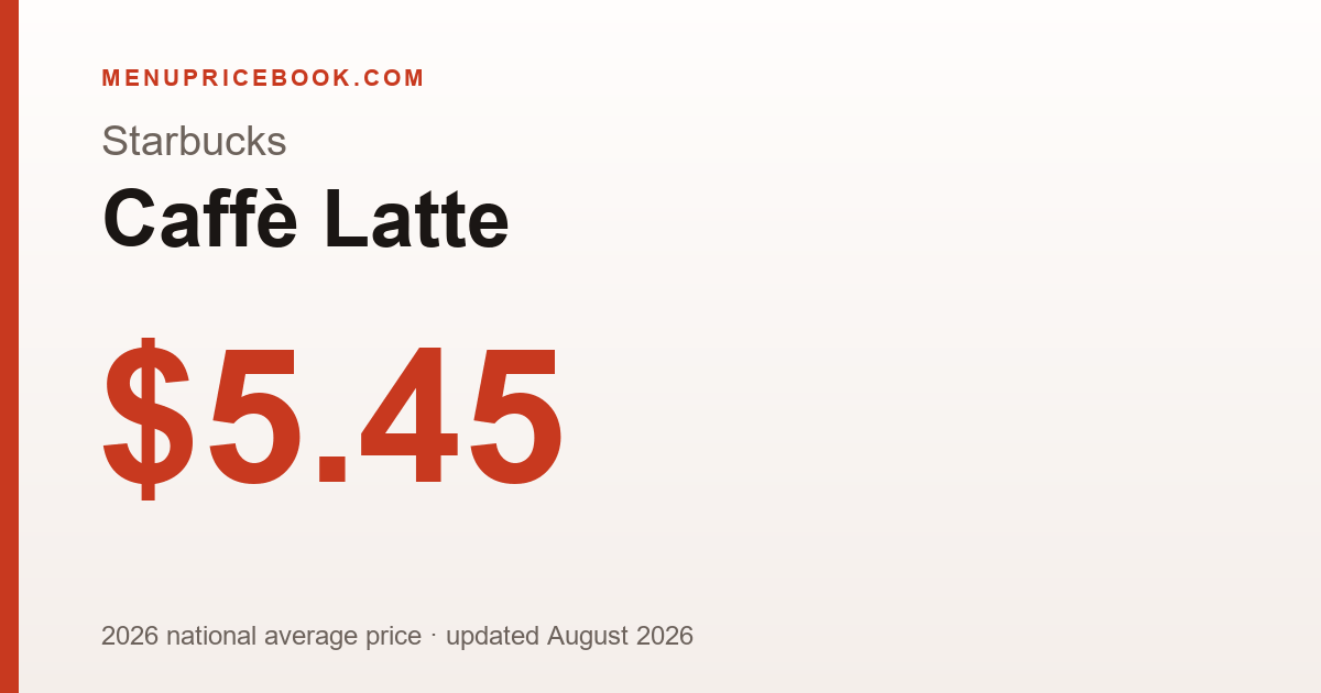 Starbucks Caffè Latte price: $5.45 (2026)