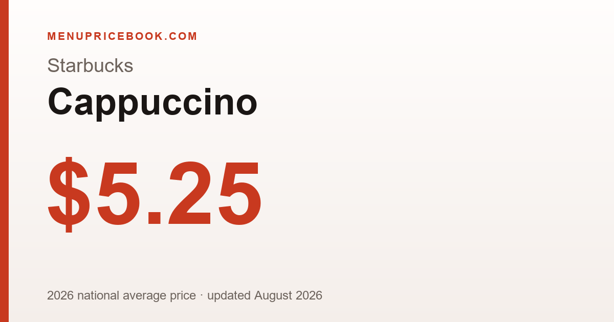 Starbucks Cappuccino price: $5.25 (2026)