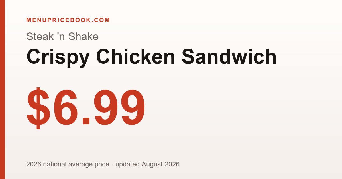 Steak 'n Shake Crispy Chicken Sandwich price: $6.99 (2026)