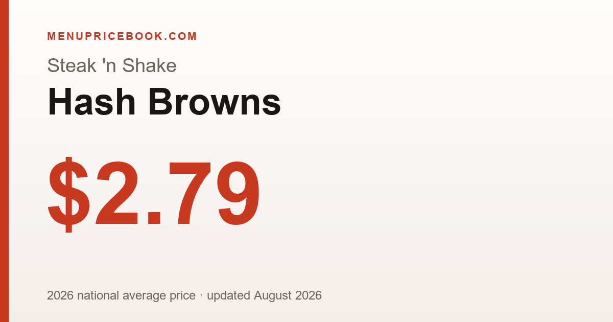 Steak 'n Shake Hash Browns price: $2.79 (2026)