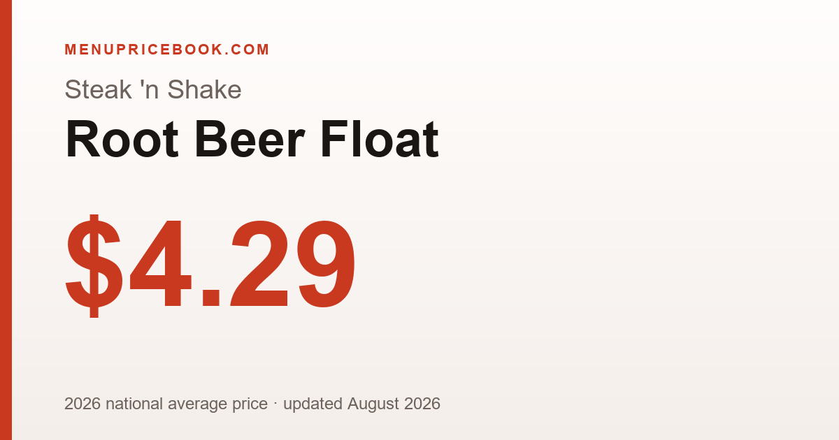 Steak 'n Shake Root Beer Float price: $4.29 (2026)