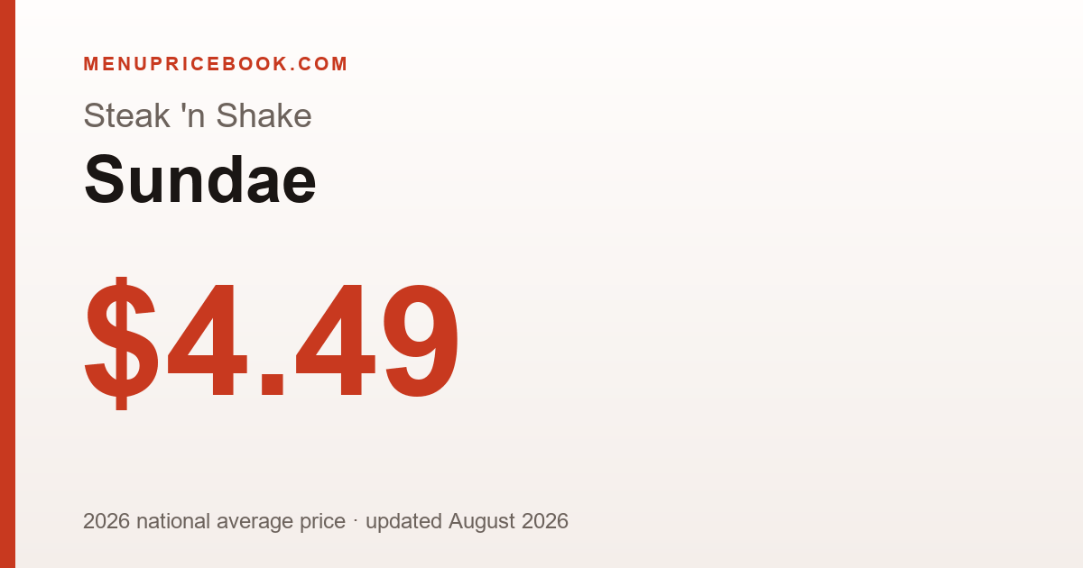 Steak 'n Shake Sundae price: $4.49 (2026)