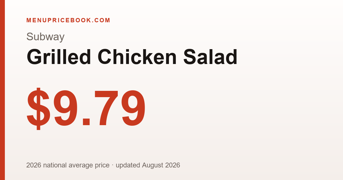 Subway Grilled Chicken Salad price: $9.79 (2026)