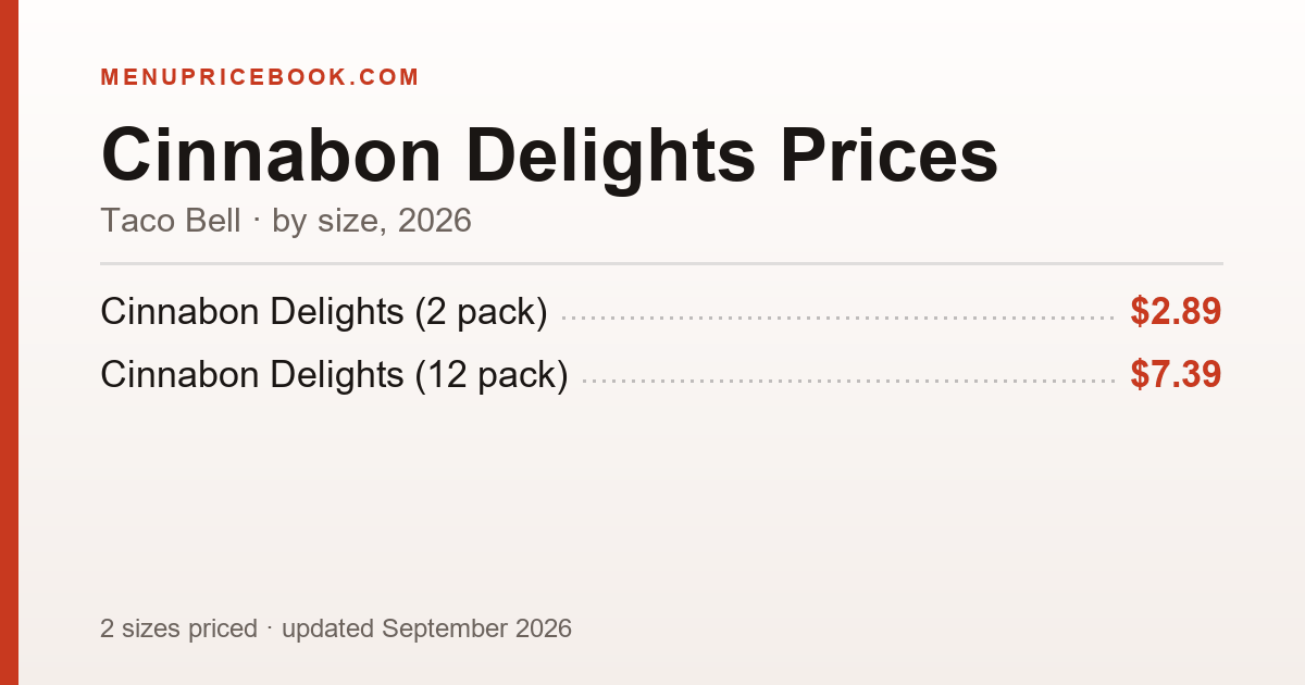 Taco Bell Cinnabon Delights price: $2.89–$7.39 (2026)