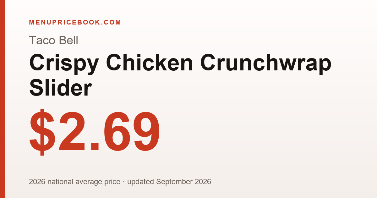 Taco Bell Crispy Chicken Crunchwrap Slider price: $2.69 (2026)