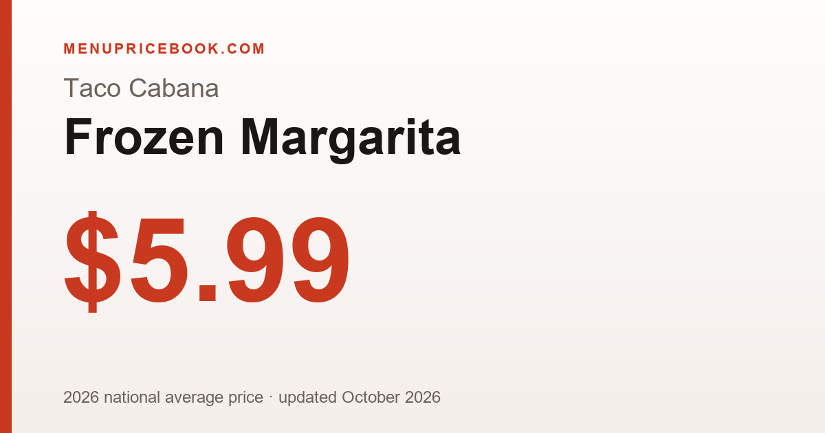 Taco Cabana Frozen Margarita price: $5.99 (2026)