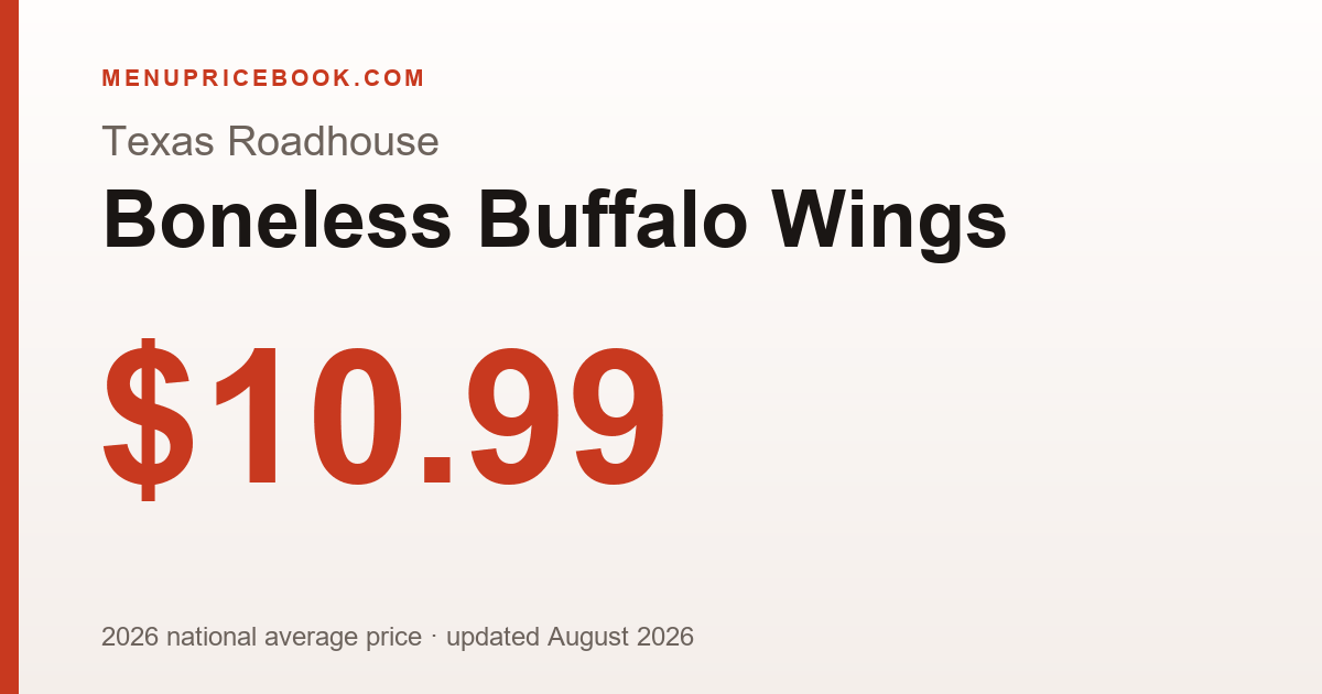 Texas Roadhouse Boneless Buffalo Wings price: $10.99 (2026)