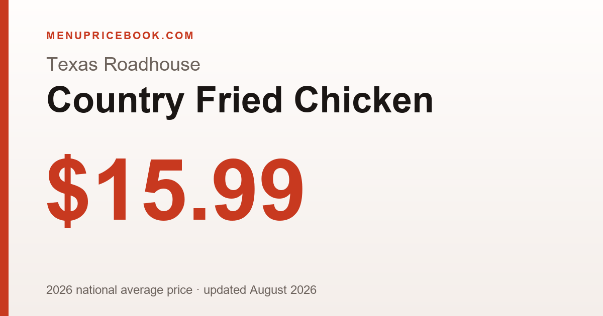 Texas Roadhouse Country Fried Chicken price: $15.99 (2026)