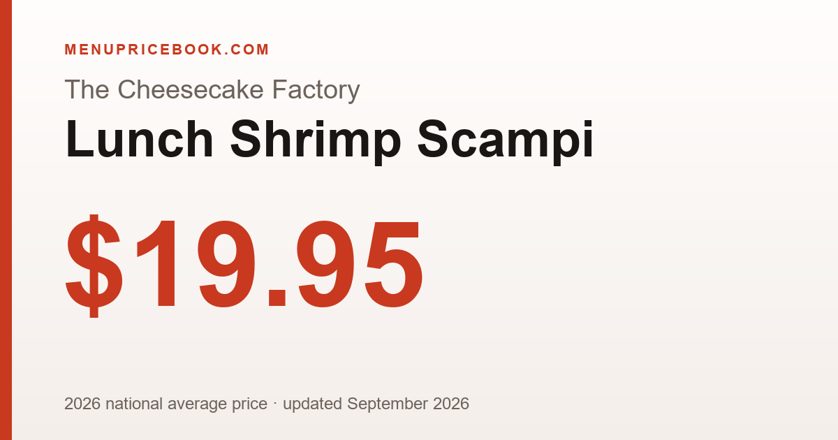 The Cheesecake Factory Lunch Shrimp Scampi price: $19.95 (2026)