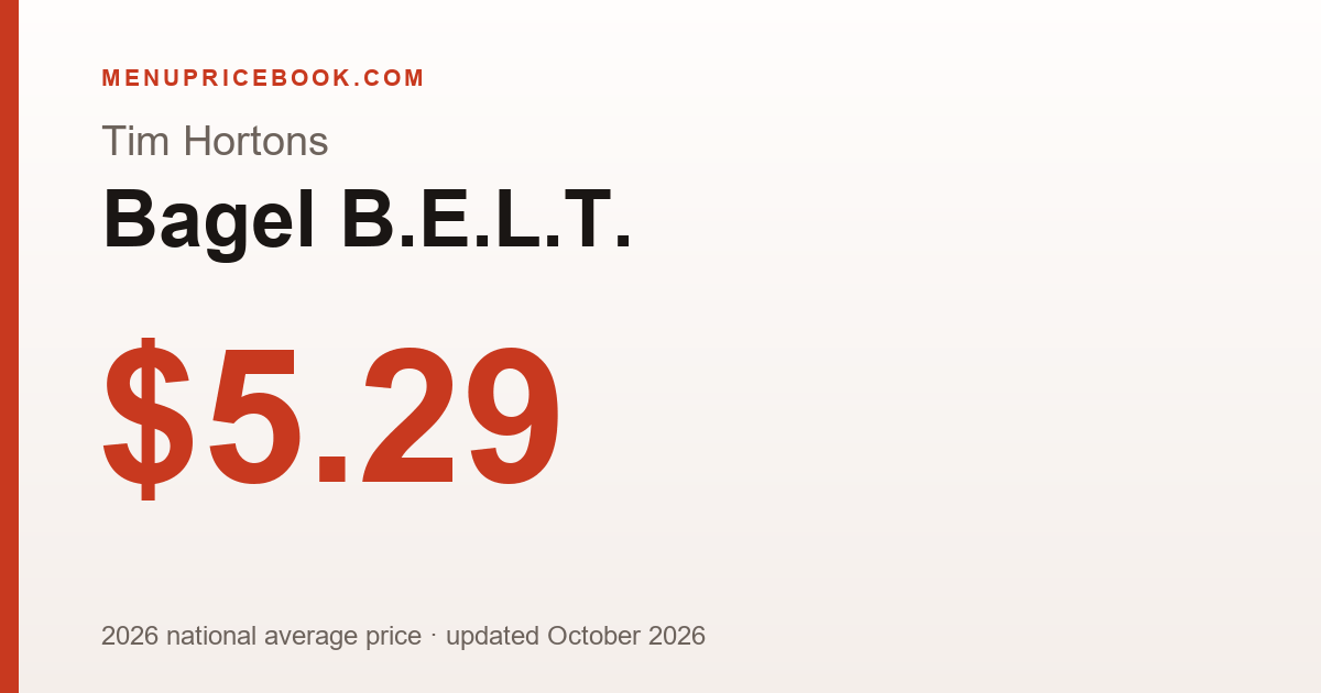 Tim Hortons Bagel B.E.L.T. price: $5.29 (2026)