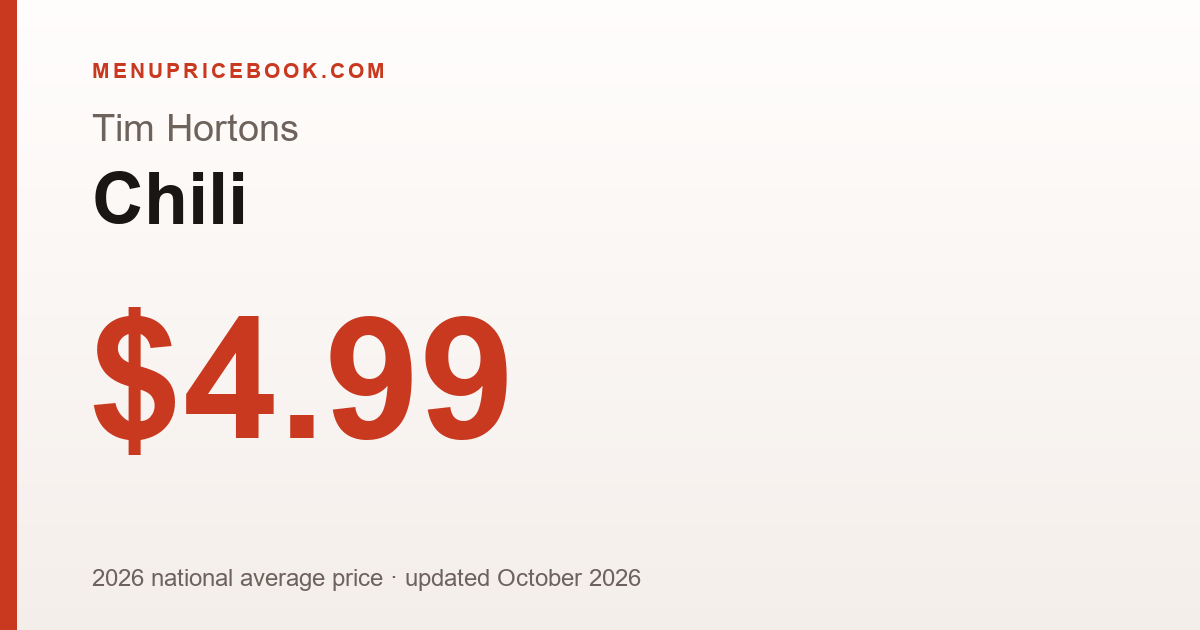 Tim Hortons Chili price: $4.99 (2026)