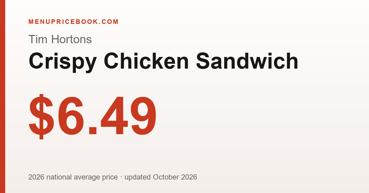Tim Hortons Crispy Chicken Sandwich price: $6.49 (2026)