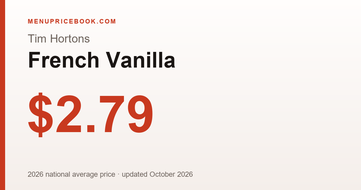 Tim Hortons French Vanilla price: $2.79 (2026)