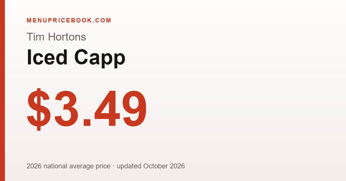 Tim Hortons Iced Capp price: $3.49 (2026)