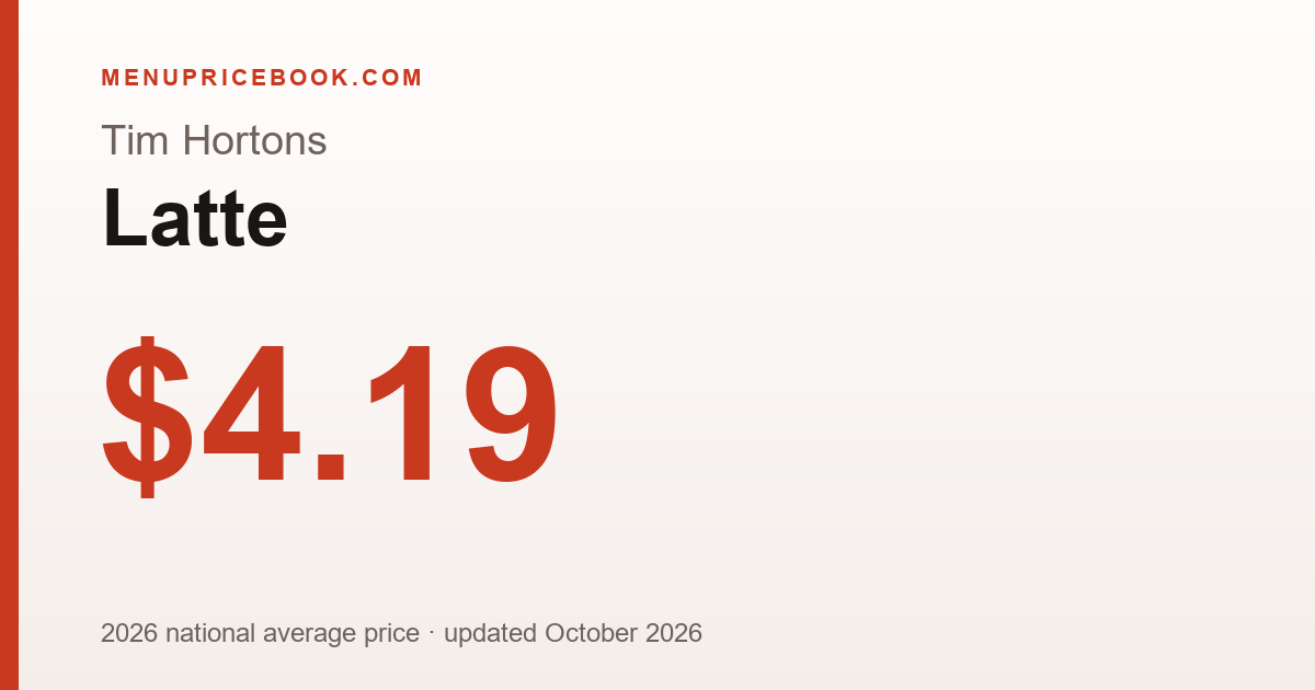 Tim Hortons Latte price: $4.19 (2026)