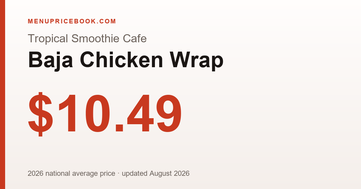 Tropical Smoothie Cafe Baja Chicken Wrap price: $10.49 (2026)