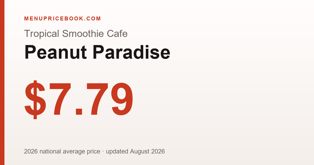 Tropical Smoothie Cafe Peanut Paradise price: $7.79 (2026)