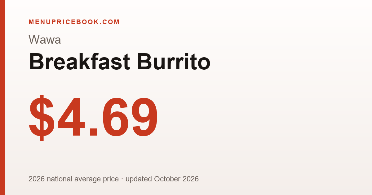Wawa Breakfast Burrito price: $4.69 (2026)