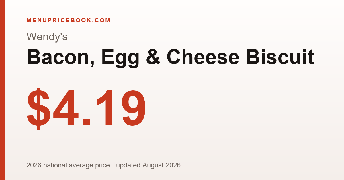 Wendy's Bacon, Egg & Cheese Biscuit price: $4.19 (2026)