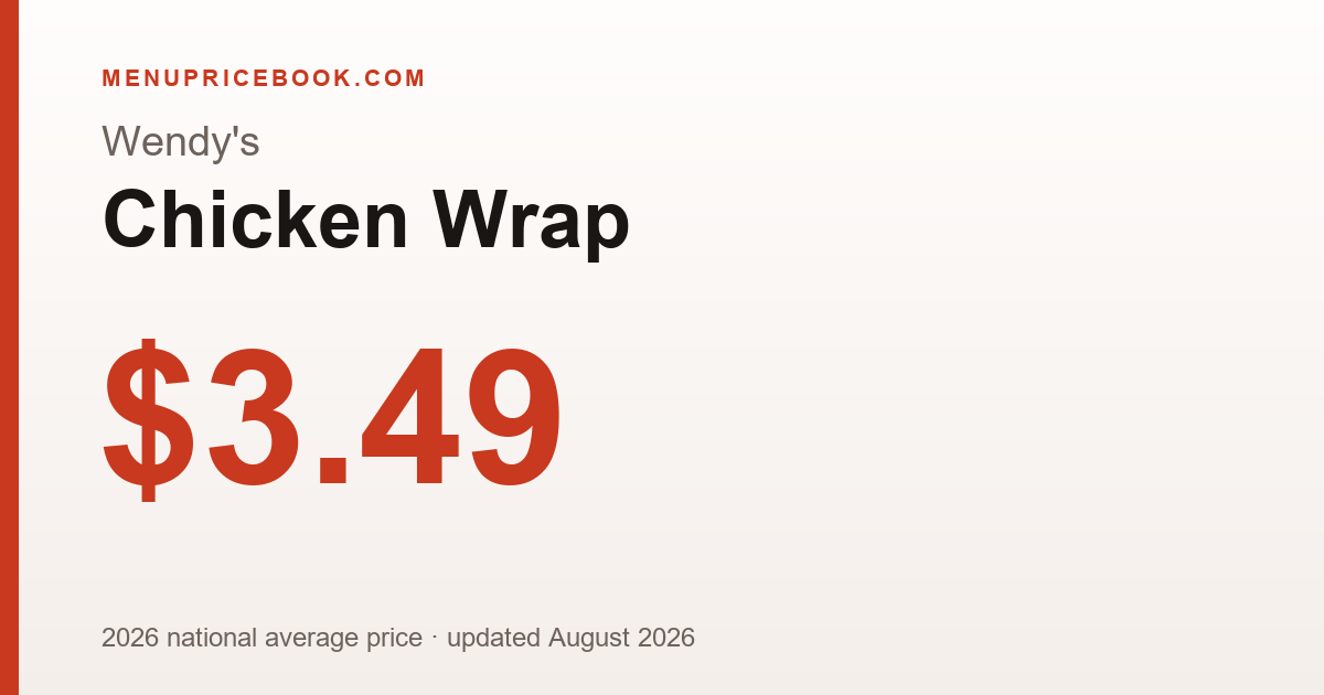 Wendy's Chicken Wrap price: $3.49 (2026)