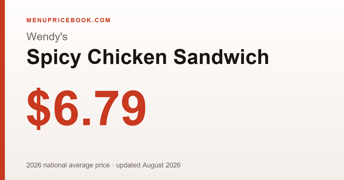 Wendy's Spicy Chicken Sandwich price: $6.79 (2026)