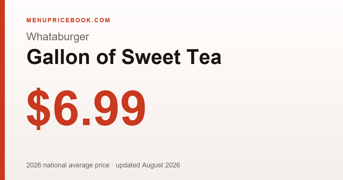 Whataburger Gallon of Sweet Tea price: $6.99 (2026)