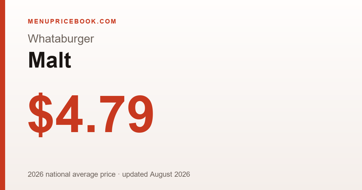Whataburger Malt price: $4.79 (2026)