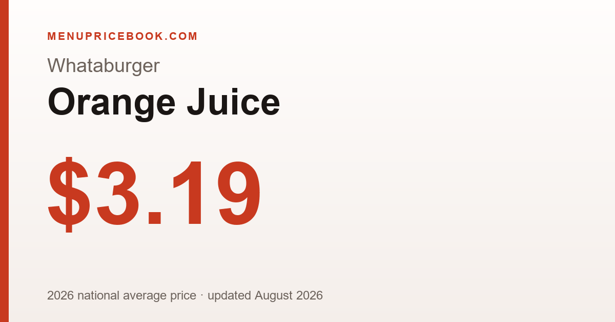 Whataburger Orange Juice price: $3.19 (2026)