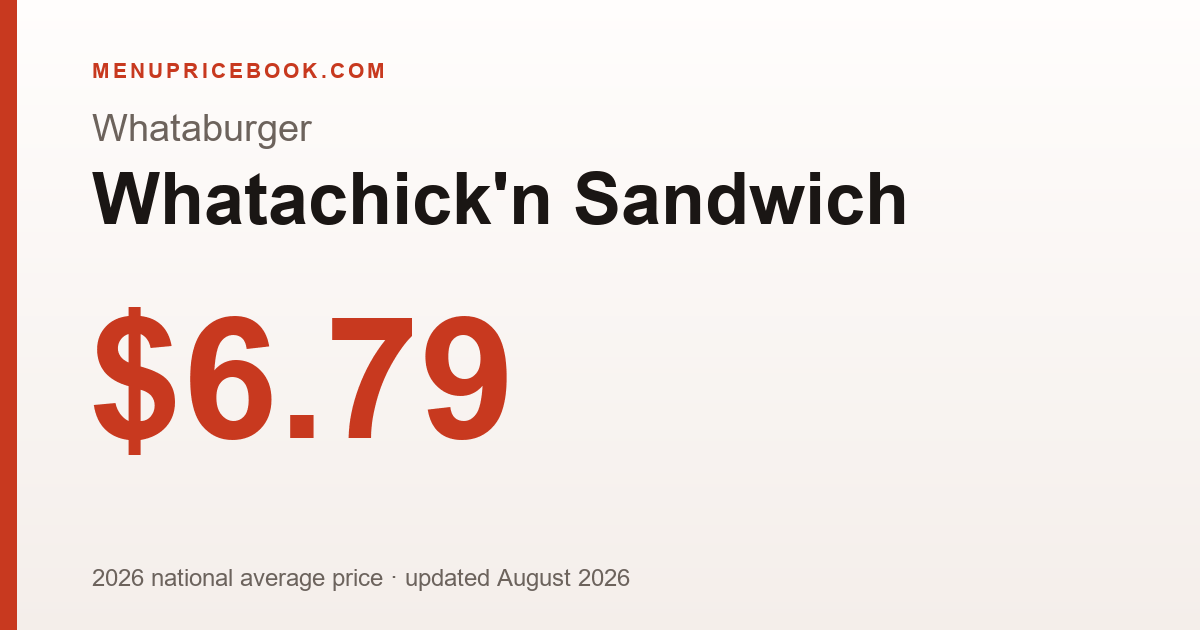 Whataburger Whatachick'n Sandwich price: $6.79 (2026)