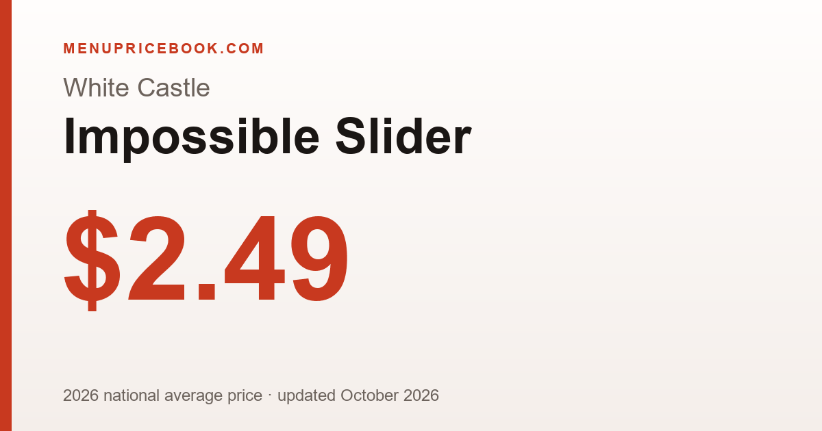 White Castle Impossible Slider price: $2.49 (2026)