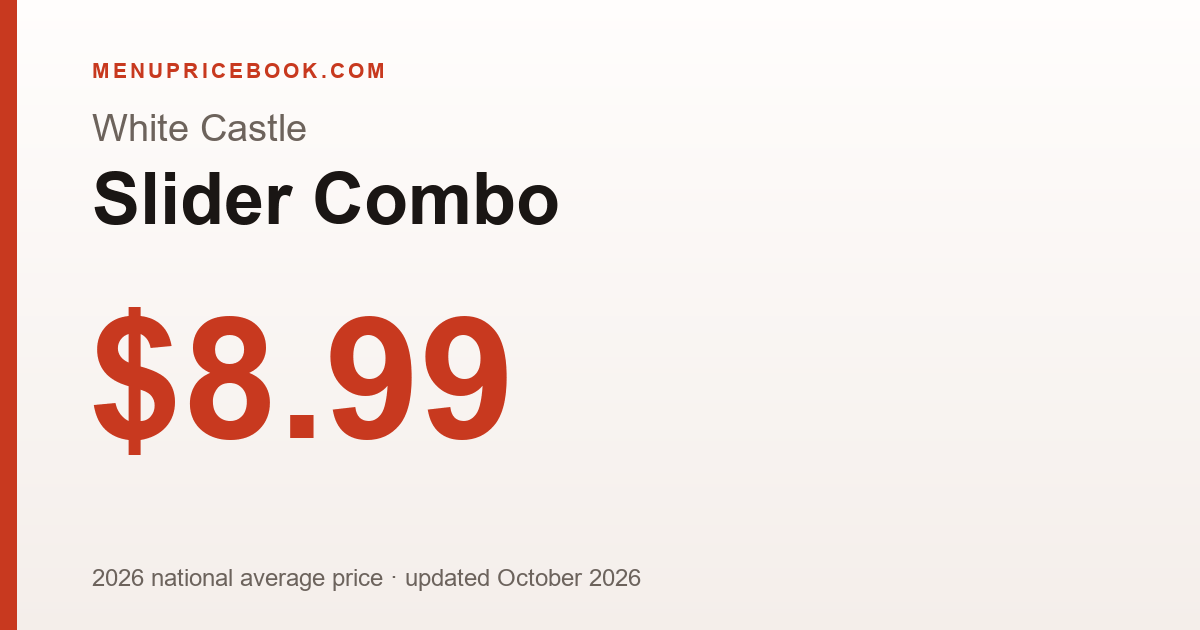 White Castle Slider Combo price: $8.99 (2026)